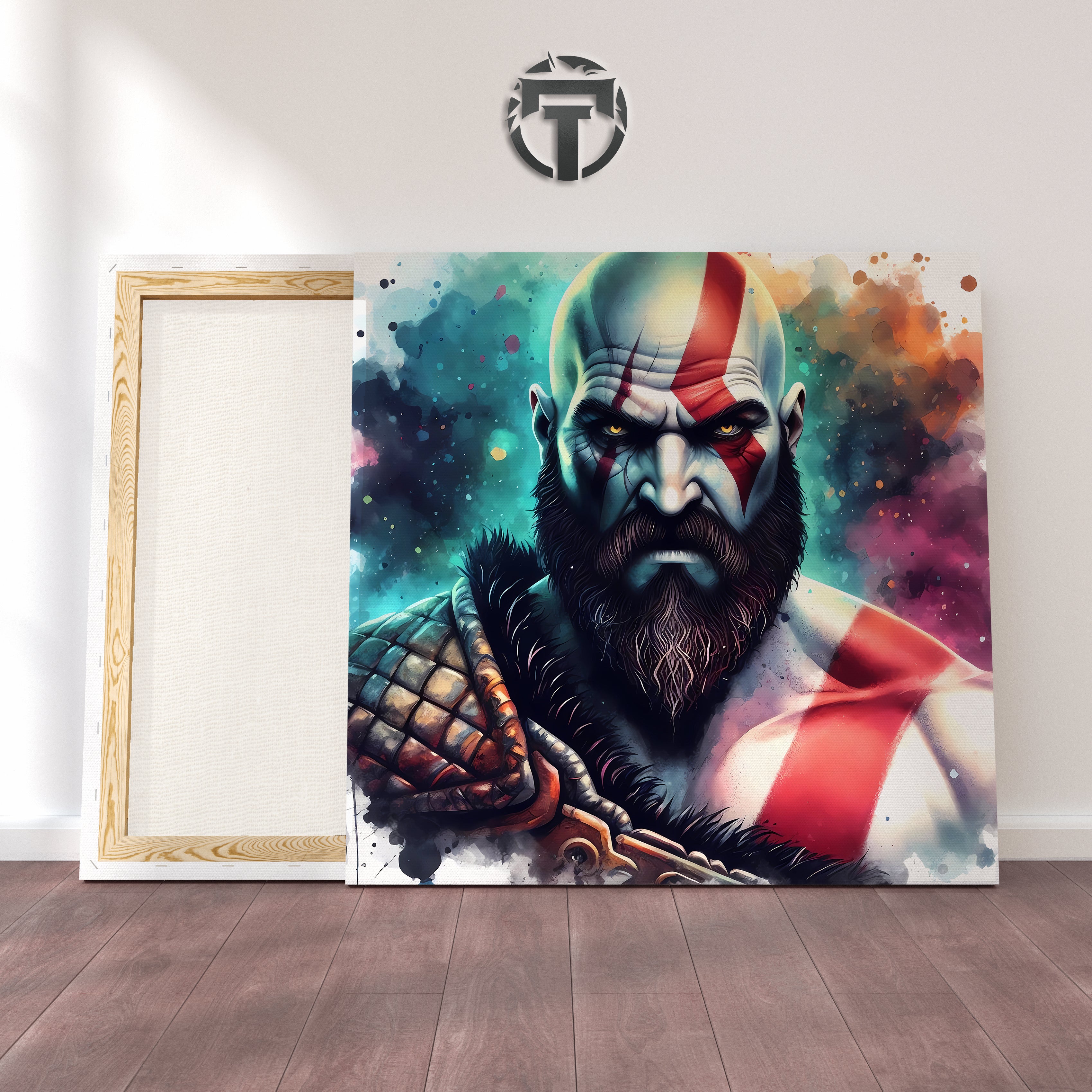 Kratos Canvas Wall Art: Unleash the Ghost of Sparta (God of War Portrait - Watercolor or Graphic)